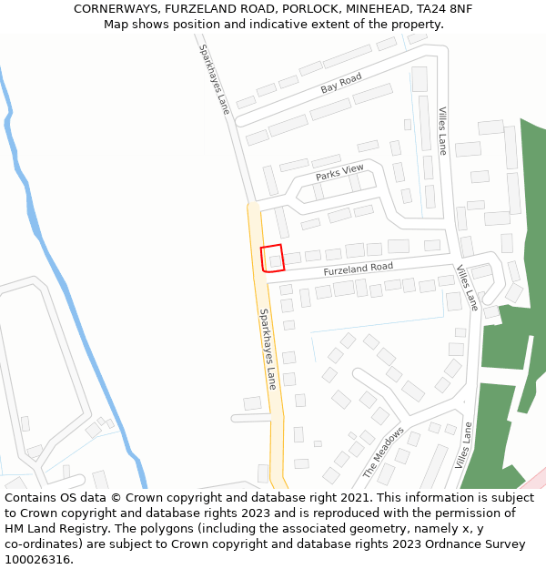 CORNERWAYS, FURZELAND ROAD, PORLOCK, MINEHEAD, TA24 8NF: Location map and indicative extent of plot