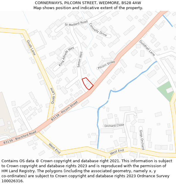 CORNERWAYS, PILCORN STREET, WEDMORE, BS28 4AW: Location map and indicative extent of plot