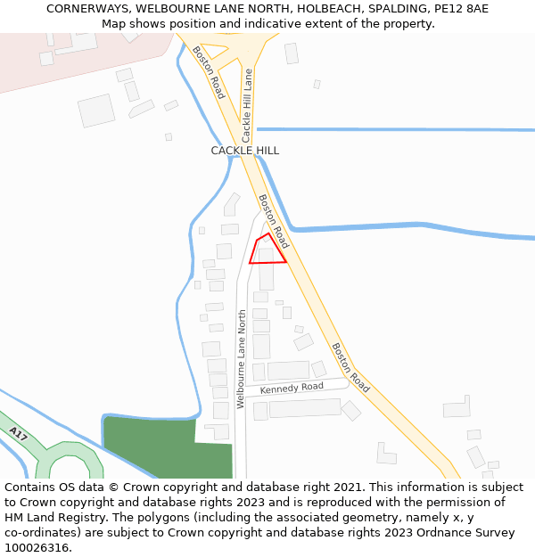 CORNERWAYS, WELBOURNE LANE NORTH, HOLBEACH, SPALDING, PE12 8AE: Location map and indicative extent of plot