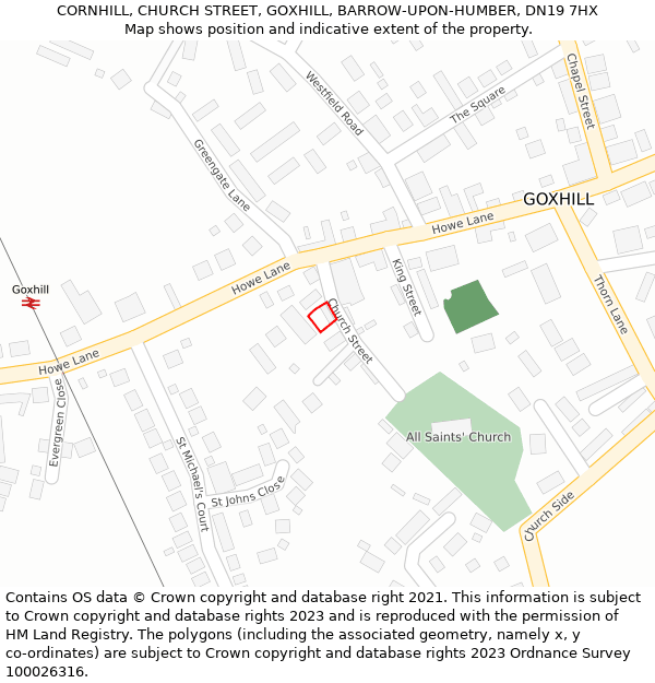 CORNHILL, CHURCH STREET, GOXHILL, BARROW-UPON-HUMBER, DN19 7HX: Location map and indicative extent of plot