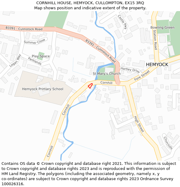 CORNHILL HOUSE, HEMYOCK, CULLOMPTON, EX15 3RQ: Location map and indicative extent of plot