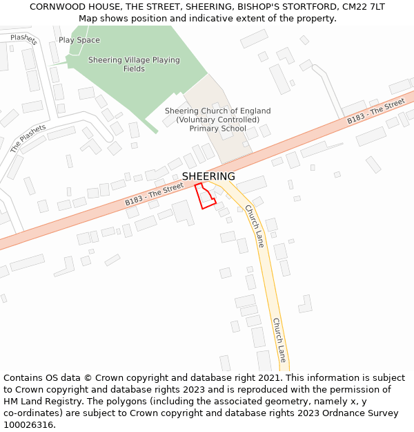 CORNWOOD HOUSE, THE STREET, SHEERING, BISHOP'S STORTFORD, CM22 7LT: Location map and indicative extent of plot