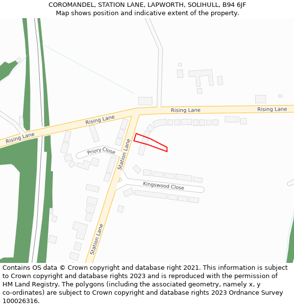 COROMANDEL, STATION LANE, LAPWORTH, SOLIHULL, B94 6JF: Location map and indicative extent of plot