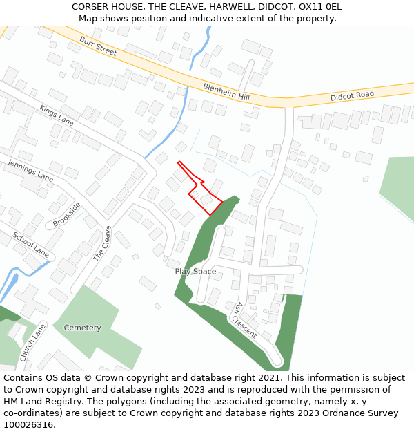 CORSER HOUSE, THE CLEAVE, HARWELL, DIDCOT, OX11 0EL: Location map and indicative extent of plot