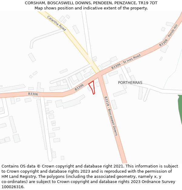 CORSHAM, BOSCASWELL DOWNS, PENDEEN, PENZANCE, TR19 7DT: Location map and indicative extent of plot