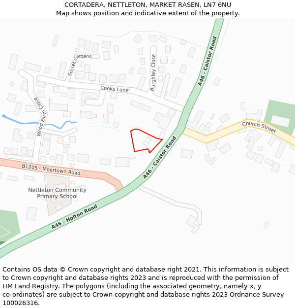 CORTADERA, NETTLETON, MARKET RASEN, LN7 6NU: Location map and indicative extent of plot