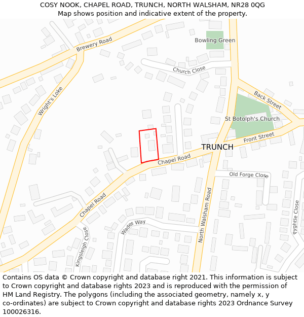 COSY NOOK, CHAPEL ROAD, TRUNCH, NORTH WALSHAM, NR28 0QG: Location map and indicative extent of plot