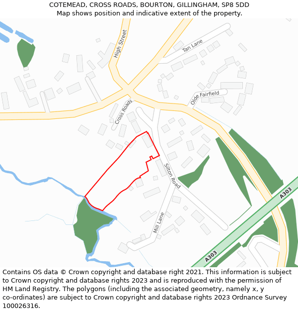 COTEMEAD, CROSS ROADS, BOURTON, GILLINGHAM, SP8 5DD: Location map and indicative extent of plot