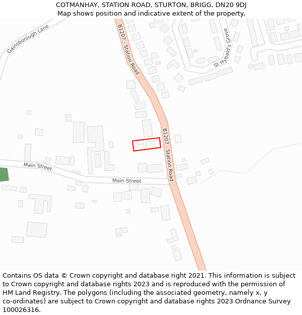 COTMANHAY, STATION ROAD, STURTON, BRIGG, DN20 9DJ: Location map and indicative extent of plot