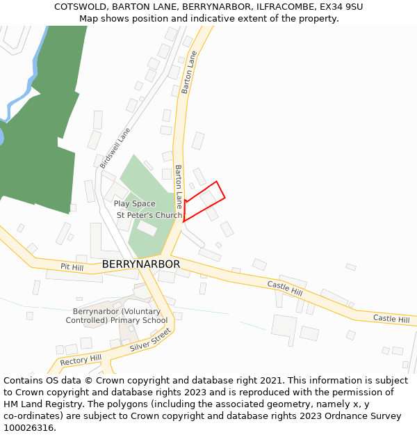 COTSWOLD, BARTON LANE, BERRYNARBOR, ILFRACOMBE, EX34 9SU: Location map and indicative extent of plot