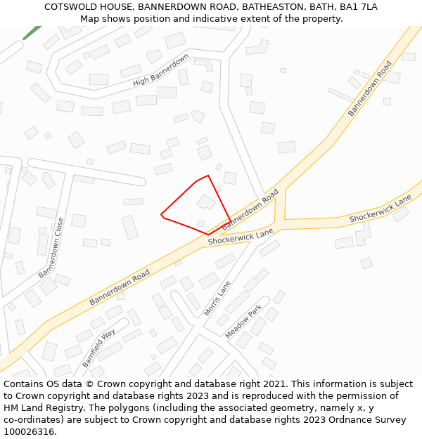 COTSWOLD HOUSE, BANNERDOWN ROAD, BATHEASTON, BATH, BA1 7LA: Location map and indicative extent of plot