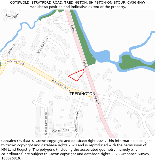 COTSWOLD, STRATFORD ROAD, TREDINGTON, SHIPSTON-ON-STOUR, CV36 4NW: Location map and indicative extent of plot