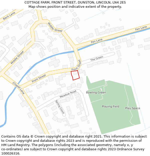 COTTAGE FARM, FRONT STREET, DUNSTON, LINCOLN, LN4 2ES: Location map and indicative extent of plot