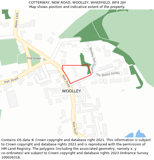 COTTERWAY, NEW ROAD, WOOLLEY, WAKEFIELD, WF4 2JH: Location map and indicative extent of plot