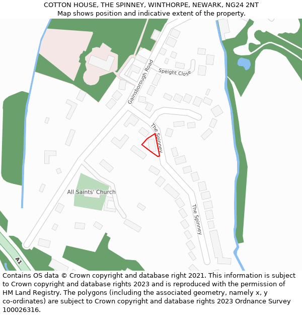 COTTON HOUSE, THE SPINNEY, WINTHORPE, NEWARK, NG24 2NT: Location map and indicative extent of plot