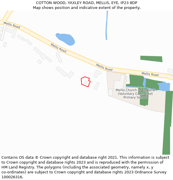 COTTON WOOD, YAXLEY ROAD, MELLIS, EYE, IP23 8DP: Location map and indicative extent of plot