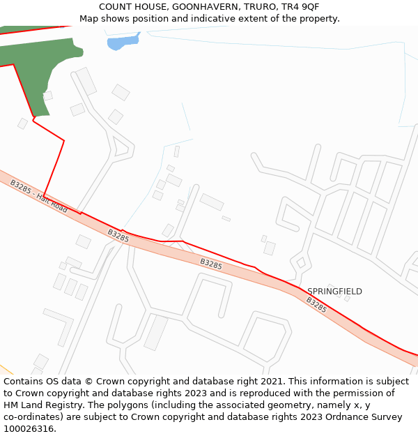 COUNT HOUSE, GOONHAVERN, TRURO, TR4 9QF: Location map and indicative extent of plot