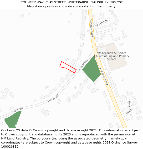 COUNTRY WAY, CLAY STREET, WHITEPARISH, SALISBURY, SP5 2ST: Location map and indicative extent of plot