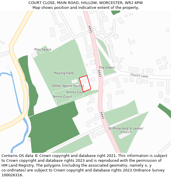 COURT CLOSE, MAIN ROAD, HALLOW, WORCESTER, WR2 6PW: Location map and indicative extent of plot