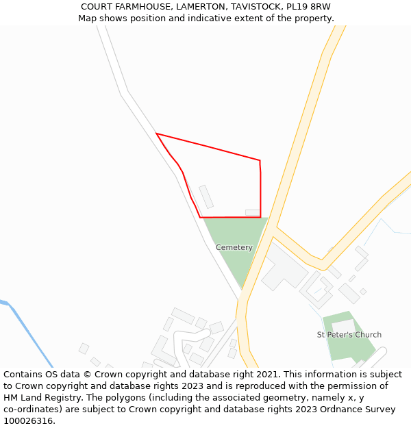 COURT FARMHOUSE, LAMERTON, TAVISTOCK, PL19 8RW: Location map and indicative extent of plot