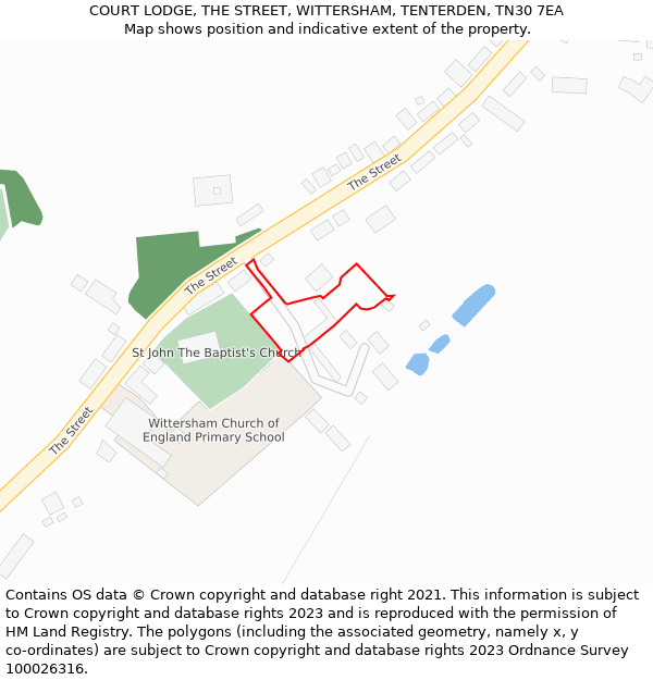 COURT LODGE, THE STREET, WITTERSHAM, TENTERDEN, TN30 7EA: Location map and indicative extent of plot