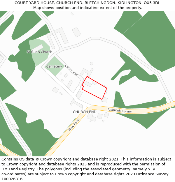 COURT YARD HOUSE, CHURCH END, BLETCHINGDON, KIDLINGTON, OX5 3DL: Location map and indicative extent of plot