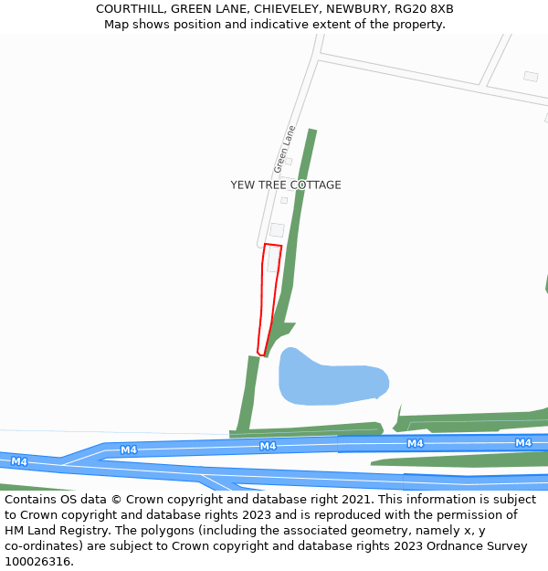 COURTHILL, GREEN LANE, CHIEVELEY, NEWBURY, RG20 8XB: Location map and indicative extent of plot