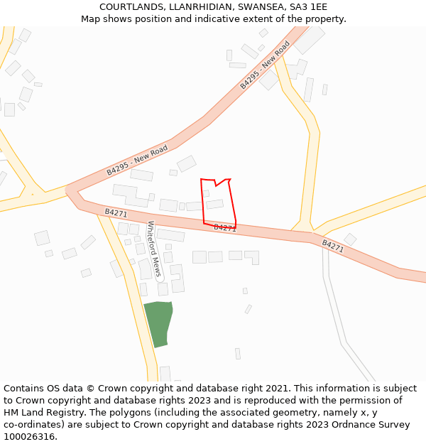 COURTLANDS, LLANRHIDIAN, SWANSEA, SA3 1EE: Location map and indicative extent of plot