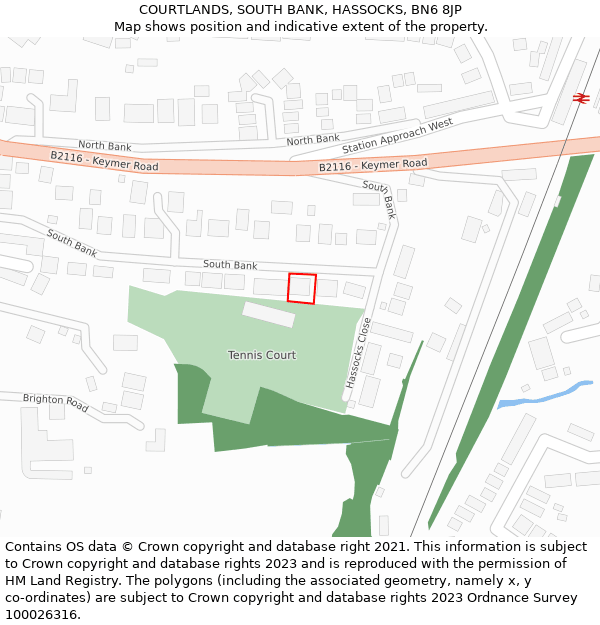 COURTLANDS, SOUTH BANK, HASSOCKS, BN6 8JP: Location map and indicative extent of plot