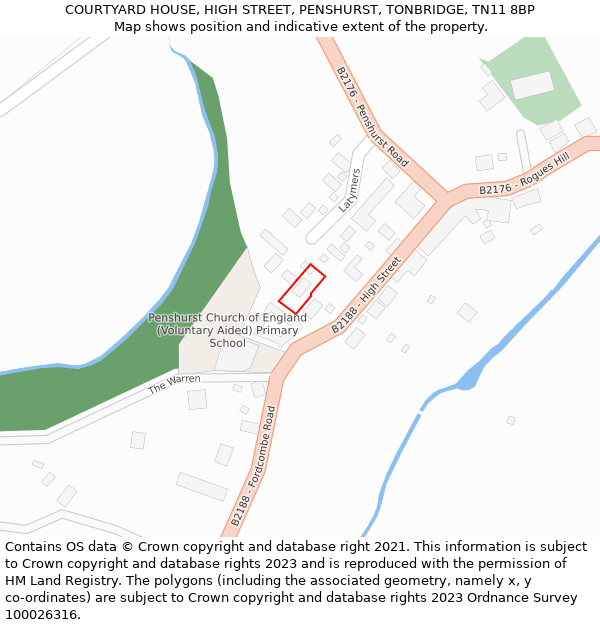COURTYARD HOUSE, HIGH STREET, PENSHURST, TONBRIDGE, TN11 8BP: Location map and indicative extent of plot