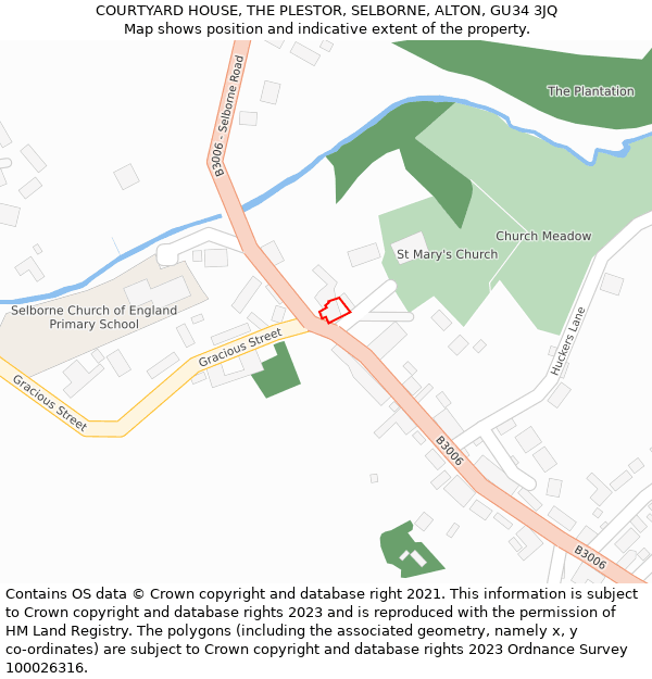 COURTYARD HOUSE, THE PLESTOR, SELBORNE, ALTON, GU34 3JQ: Location map and indicative extent of plot