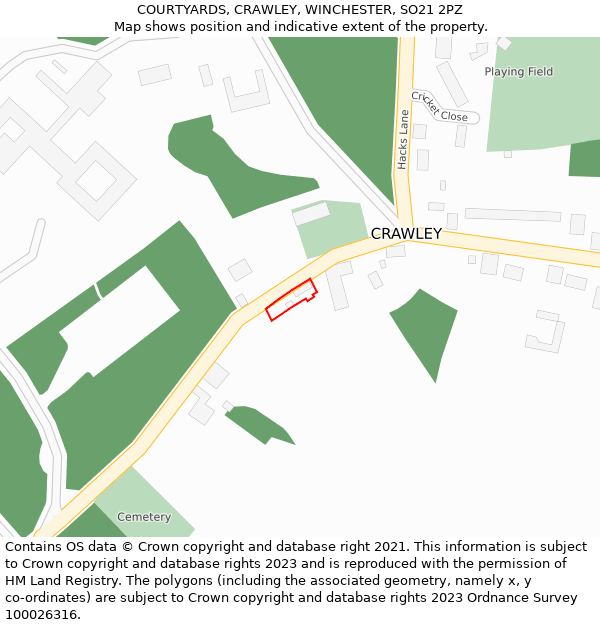 COURTYARDS, CRAWLEY, WINCHESTER, SO21 2PZ: Location map and indicative extent of plot