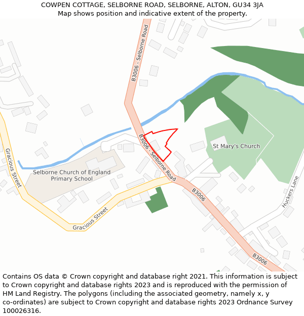 COWPEN COTTAGE, SELBORNE ROAD, SELBORNE, ALTON, GU34 3JA: Location map and indicative extent of plot