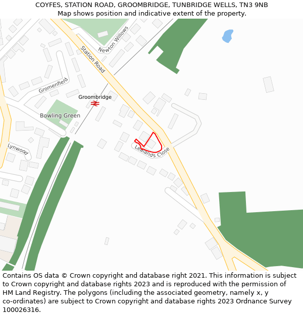 COYFES, STATION ROAD, GROOMBRIDGE, TUNBRIDGE WELLS, TN3 9NB: Location map and indicative extent of plot