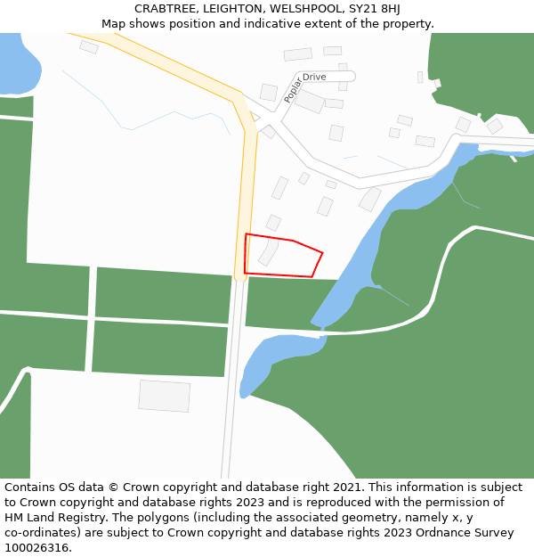 CRABTREE, LEIGHTON, WELSHPOOL, SY21 8HJ: Location map and indicative extent of plot