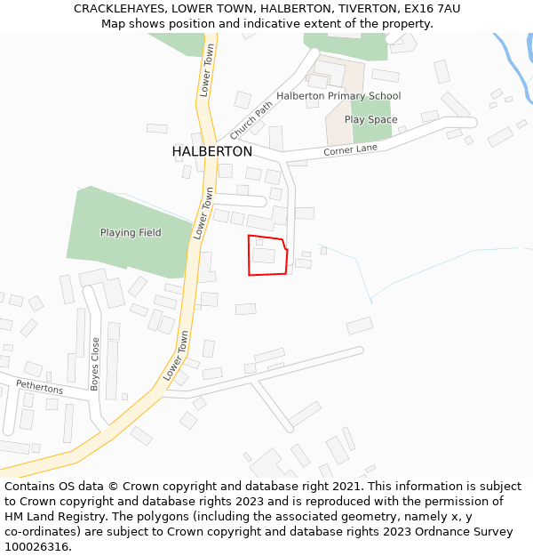 CRACKLEHAYES, LOWER TOWN, HALBERTON, TIVERTON, EX16 7AU: Location map and indicative extent of plot