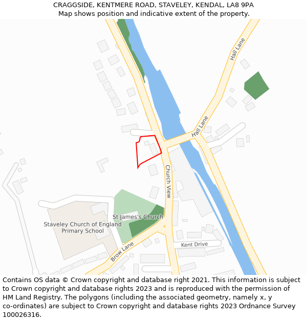 CRAGGSIDE, KENTMERE ROAD, STAVELEY, KENDAL, LA8 9PA: Location map and indicative extent of plot