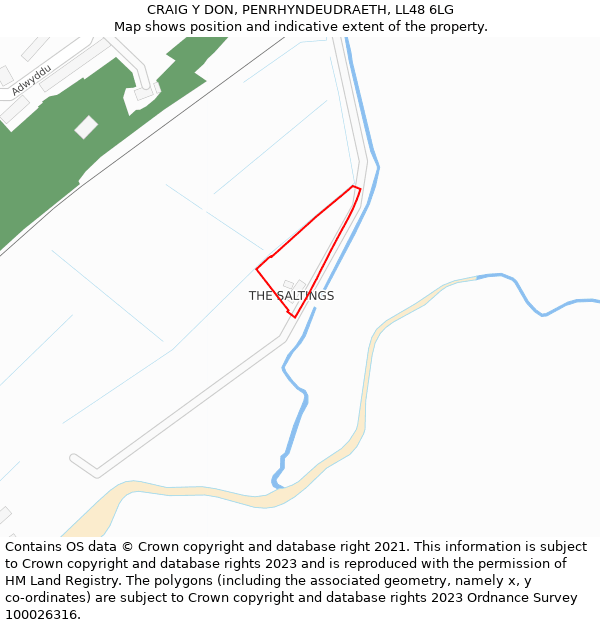 CRAIG Y DON, PENRHYNDEUDRAETH, LL48 6LG: Location map and indicative extent of plot