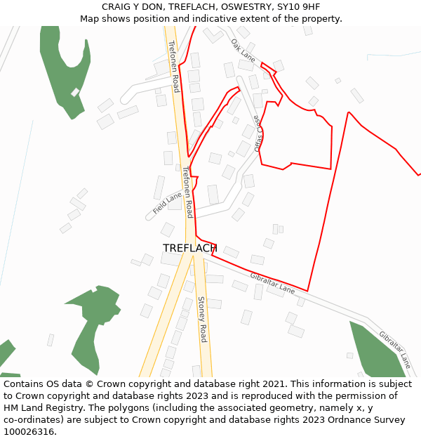 CRAIG Y DON, TREFLACH, OSWESTRY, SY10 9HF: Location map and indicative extent of plot