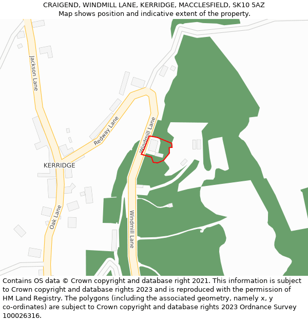 CRAIGEND, WINDMILL LANE, KERRIDGE, MACCLESFIELD, SK10 5AZ: Location map and indicative extent of plot