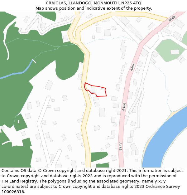 CRAIGLAS, LLANDOGO, MONMOUTH, NP25 4TQ: Location map and indicative extent of plot