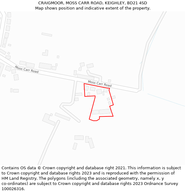 CRAIGMOOR, MOSS CARR ROAD, KEIGHLEY, BD21 4SD: Location map and indicative extent of plot