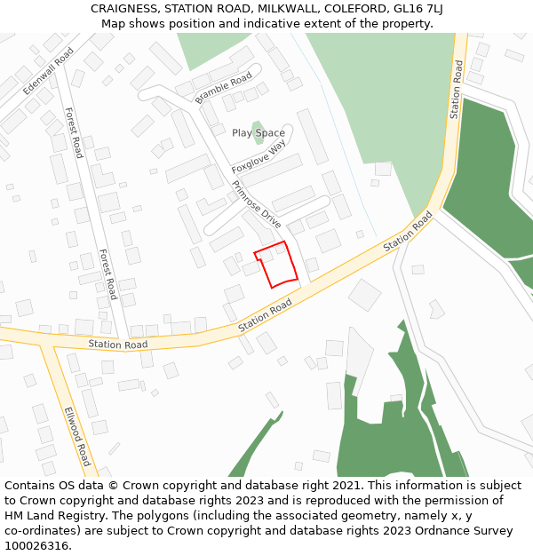 CRAIGNESS, STATION ROAD, MILKWALL, COLEFORD, GL16 7LJ: Location map and indicative extent of plot