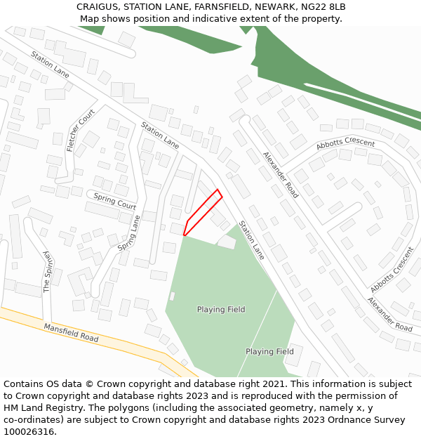 CRAIGUS, STATION LANE, FARNSFIELD, NEWARK, NG22 8LB: Location map and indicative extent of plot