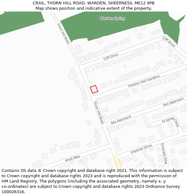 CRAIL, THORN HILL ROAD, WARDEN, SHEERNESS, ME12 4PB: Location map and indicative extent of plot