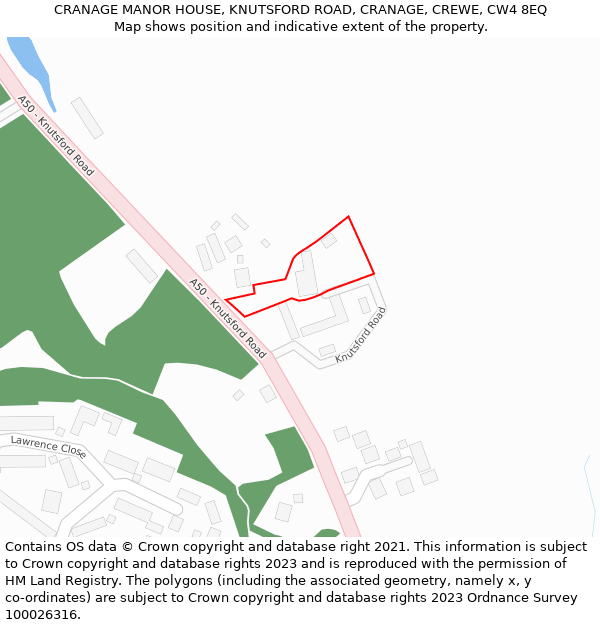 CRANAGE MANOR HOUSE, KNUTSFORD ROAD, CRANAGE, CREWE, CW4 8EQ: Location map and indicative extent of plot