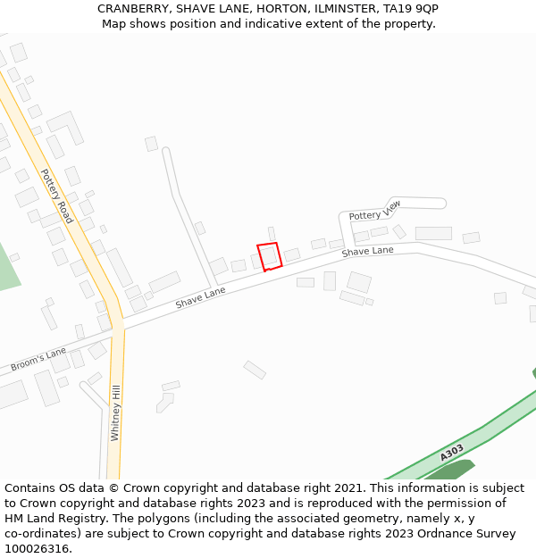 CRANBERRY, SHAVE LANE, HORTON, ILMINSTER, TA19 9QP: Location map and indicative extent of plot