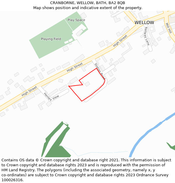 CRANBORNE, WELLOW, BATH, BA2 8QB: Location map and indicative extent of plot