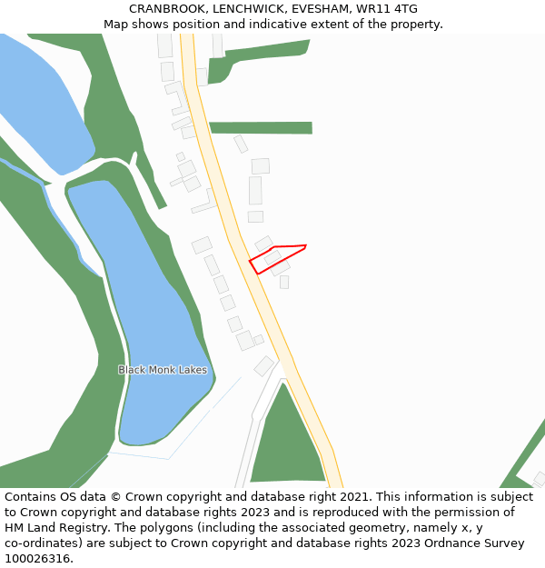 CRANBROOK, LENCHWICK, EVESHAM, WR11 4TG: Location map and indicative extent of plot