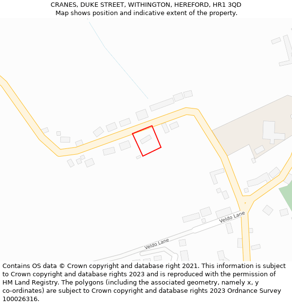 CRANES, DUKE STREET, WITHINGTON, HEREFORD, HR1 3QD: Location map and indicative extent of plot